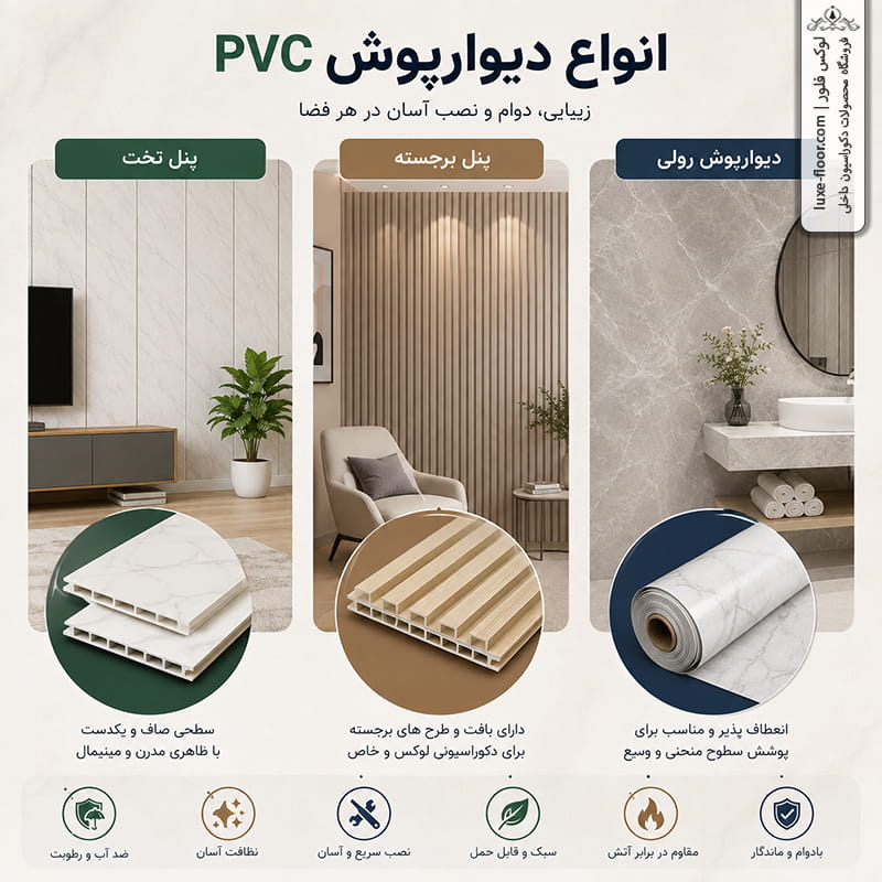 تصویر 4 انواع دیوارپوش PVC