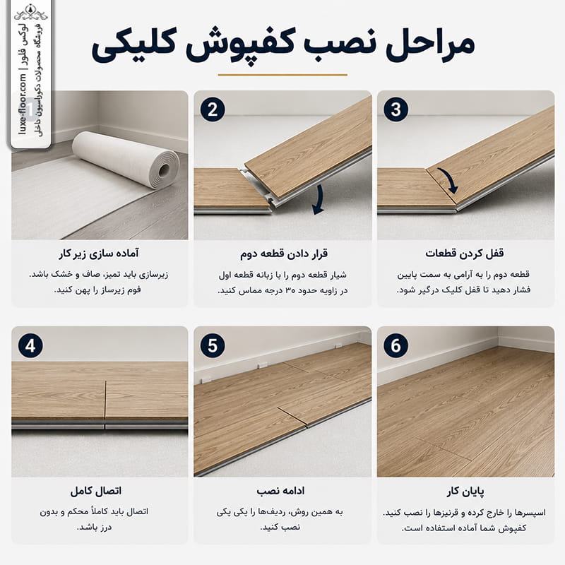 مراحل نصب کفپوش کلیکی