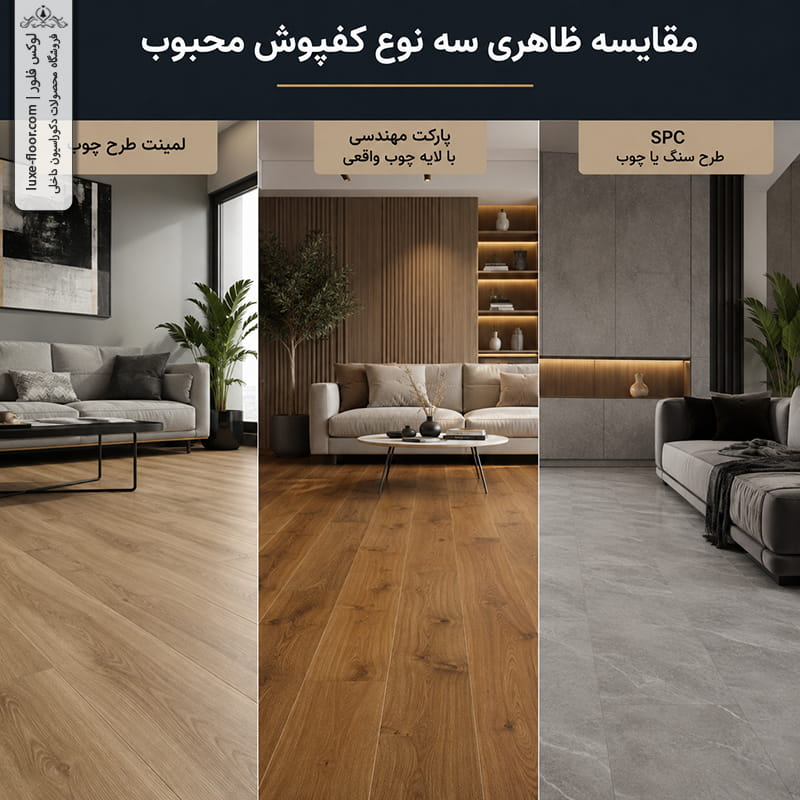 مقایسه ظاهری سه کفپوش